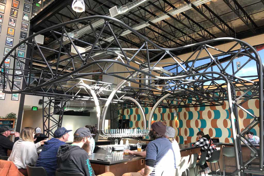 Curved Steel Bar at Ninkasi Brewing Co. in Eugene, Oregon